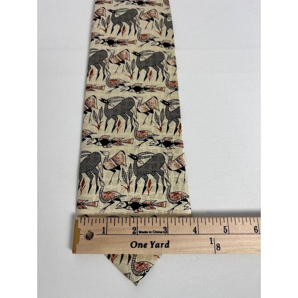 Vintage Don Collection Silk Tie African Wildlife‎ Gazelle Print Handmade